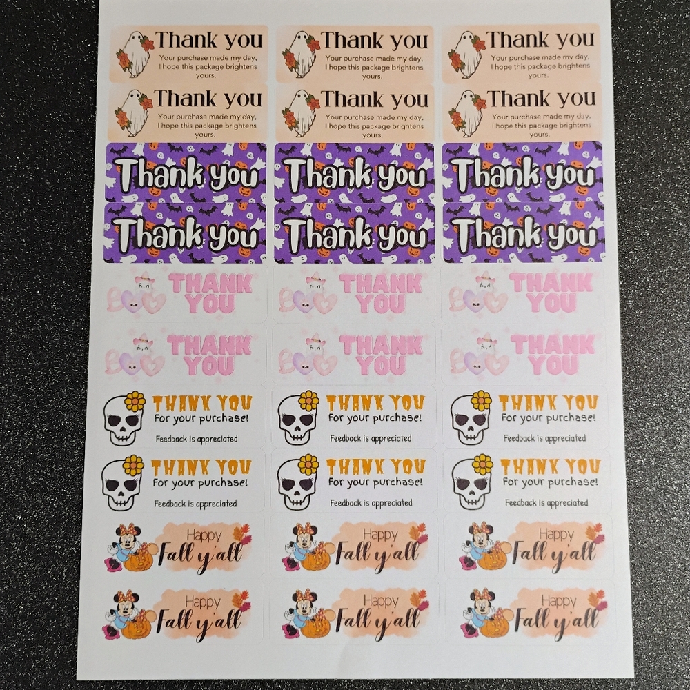 60 mixed thank you Halloween stickers